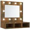 Image de Armoire À Miroir Avec Led Chêne Fumé 60x31,5x62 Cm Vidaxl