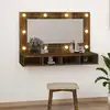 Image de Armoire À Miroir Avec Led Chêne Fumé 90x31,5x62 Cm Vidaxl