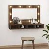 Image de Armoire À Miroir Avec Led Chêne Marron 90x31,5x62 Cm Vidaxl