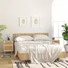 Image de Tables De Chevet 2pcs Blanc Bois De Pin Massif Et Rotin Naturel Vidaxl