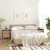 Image de Tables De Chevet 2 Pcs Noir Bois De Pin Massif Et Rotin Naturel Vidaxl