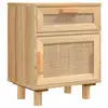 Image de Vidaxl table de chevet marron bois de pin massif et rotin naturel
