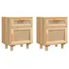 Image de Vidaxl tables de chevet 2 pcs marron bois pin massif et rotin naturel