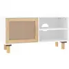 Image de Vidaxl meuble tv blanc 80x30x40 cm bois de pin massif et rotin naturel