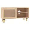 Image de Vidaxl meuble tv marron 80x30x40cm bois de pin massif et rotin naturel