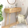 Image de vidaXL Table console Marron 80x30x75 cm Bois massif pin /rotin naturel 345626