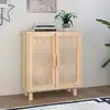 Image de Buffet Marron 60x30x70 Cm Bois De Pin Massif Et Rotin Naturel Vidaxl