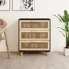 Image de Buffet Noir 60x30x70 Cm Bois De Pin Massif Et Rotin Naturel Vidaxl