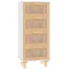 Image de Vidaxl buffet blanc 40x30x90 cm bois de pin massif et rotin naturel