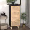Image de Buffet Noir 40x30x90 Cm Bois De Pin Massif Et Rotin Naturel Vidaxl