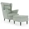 Image de Vidaxl fauteuil à oreilles avec tabouret gris clair velours