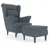 Image de Vidaxl fauteuil à oreilles avec tabouret gris foncé velours