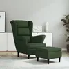 Image de vidaXL Fauteuil à oreilles avec tabouret vert foncé velours 3115933