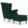 Image de Vidaxl fauteuil à oreilles avec tabouret vert foncé velours