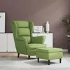 Image de vidaXL Fauteuil à oreilles avec tabouret Vert clair Velours 3115934