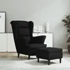 Image de Fauteuil À Oreilles Avec Tabouret Noir Velours Vidaxl