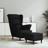 Image de vidaXL Fauteuil à oreilles avec tabouret noir velours 3115937