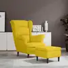Image de Fauteuil À Oreilles Avec Tabouret Jaune Moutarde Velours Vidaxl