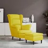 Image de vidaXL Fauteuil à oreilles avec tabouret jaune moutarde velours 3115938