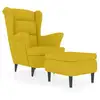 Image de Vidaxl fauteuil à oreilles avec tabouret jaune moutarde velours