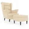 Image de Fauteuil À Oreilles Avec Tabouret Crème Velours Vidaxl
