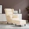 Image de vidaXL Fauteuil à oreilles avec tabouret crème velours 3115940