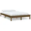 Image de Cadre De Lit Sans Matelas Marron Miel 200x200 Cm Bois Massif Vidaxl