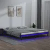 Image de Cadre De Lit À Led Sans Matelas Gris 140x190 Cm Bois Massif Vidaxl