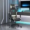 Image de Chaise De Jeu De Massage Avec Repose-pied Noir Et Crème Tissu Vidaxl