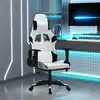 Image de Chaise De Jeu De Massage Avec Repose-pied Blanc&noir Similicuir Vidaxl