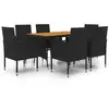 Image de Vidaxl mobilier à dîner d'extérieur 7 pcs résine tressée noir