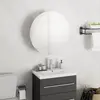 Image de Armoire De Salle De Bain Miroir Rond Et Led Blanc 40x40x17,5 Cm Vidaxl