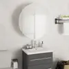 Image de Armoire De Salle De Bain Miroir Rond Et Led Blanc 47x47x17,5 Cm Vidaxl