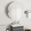 Image de Armoire De Salle De Bain Miroir Rond Et Led Gris 54x54x17,5 Cm Vidaxl