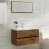 Image de Meuble Lavabo Avec Bassin Intégré Chêne Fumé Bois D'ingénierie Vidaxl