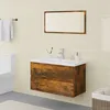 Image de vidaXL Meubles de Salle de Bain Meuble sous Évier Miroir Armoire de Lavabo Armoire de Rangement Intérieur Chêne Fumé Bois 3120348