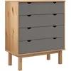 Image de Commode Otta Marron Et Gris 76,5x39,5x90 Cm Bois De Pin Massif Vidaxl