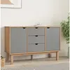 Image de Buffet Otta Marron Et Gris 113,5x43x73 Cm Bois Massif Pin Vidaxl