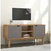 Image de Meuble Tv Otta Marron Et Gris 113,5x43x57 Cm Bois Massif Pin Vidaxl