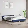Image de Cadre De Lit Avec Tête De Lit Sans Matelas Bleu 140x190cm Tissu Vidaxl