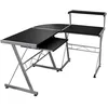 Image de 20585 vidaXL Bureau dordinateur dangle Noir 132x112x99cm Bois dingénierie
