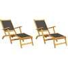 Image de Chaises Longues D'extérieur Lot De 2 Acacia Massif Et Textilène Vidaxl