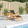 Image de Chaise Longue D'extérieur Avec Table Acacia Massif Et Textilène Vidaxl