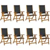 Image de Chaises De Jardin Pliantes Lot De 8 Acacia Massif Et Textilène Vidaxl