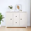 Image de Buffet Blanc 100x35x74 Cm Bois Massif De Pin Vidaxl