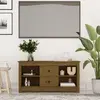 Image de Meuble Tv Marron Miel 103x36,5x52 Cm Bois De Pin Massif Vidaxl