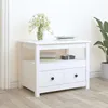 Image de Table Basse Blanc 71x49x55 Cm Bois Massif De Pin Vidaxl