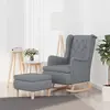 Image de Fauteuil Avec Pieds À Bascule Et Tabouret Gris Clair Tissu Vidaxl