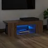 Image de vidaXL Meuble TV avec lumières LED Chêne marron 90x39x30 cm 822667