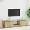 Image de Meuble Tv Avec Lumières Led Chêne Fumé 140x40x36 Cm Vidaxl